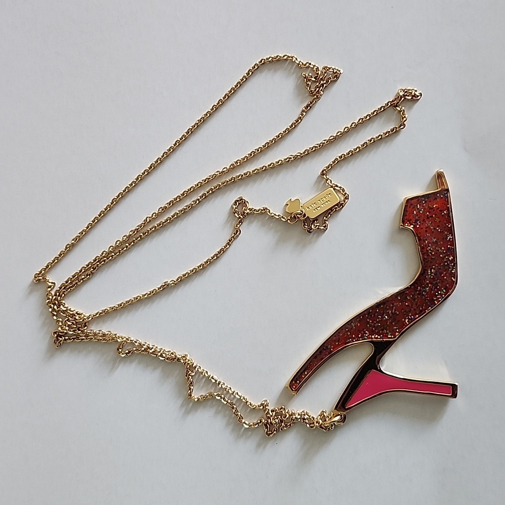 Kate Side Pink Glitter High Heel Necklace